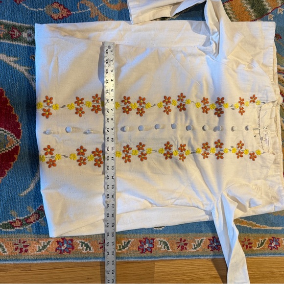 Vintage Mexican Cream Maxi Shift Dress with Floral Embroidery - Picture 7 of 7